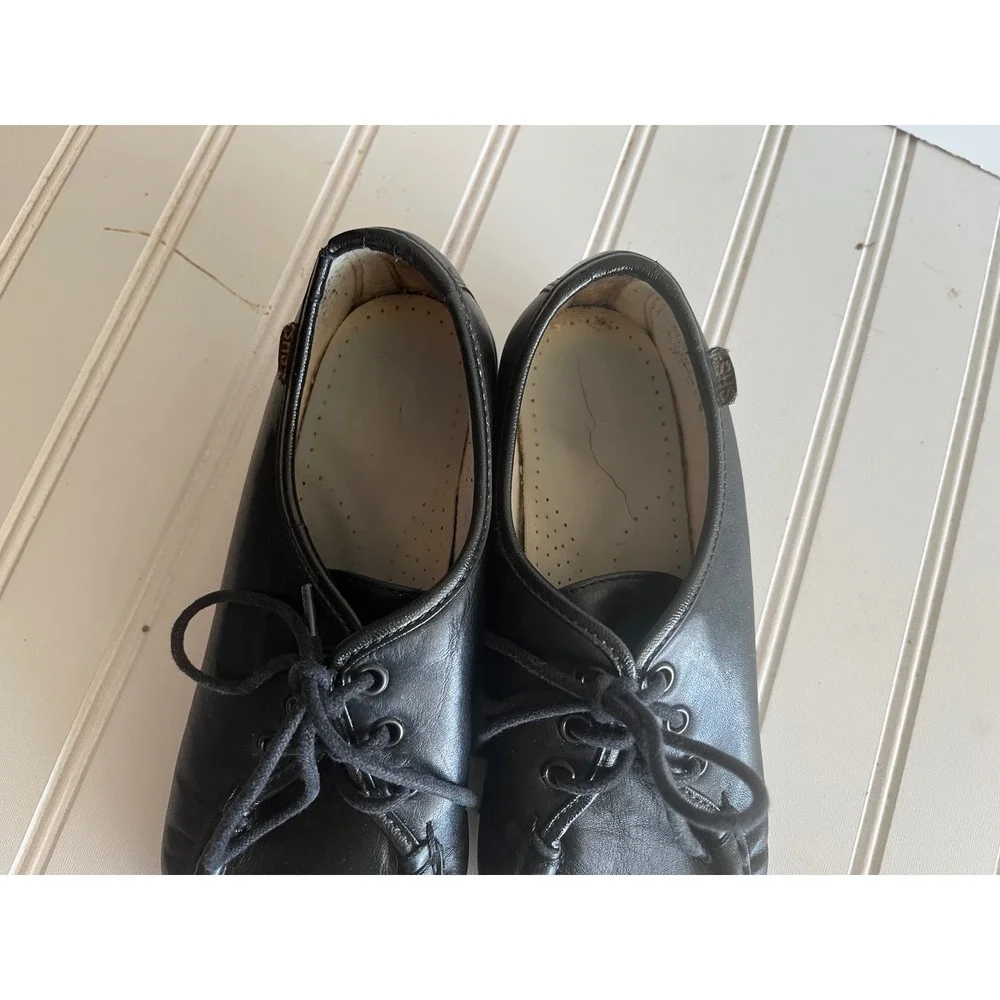 SAS Free Time Black Leather Comfort Walking Shoes Womens 5.5 M Lace Up Low Top